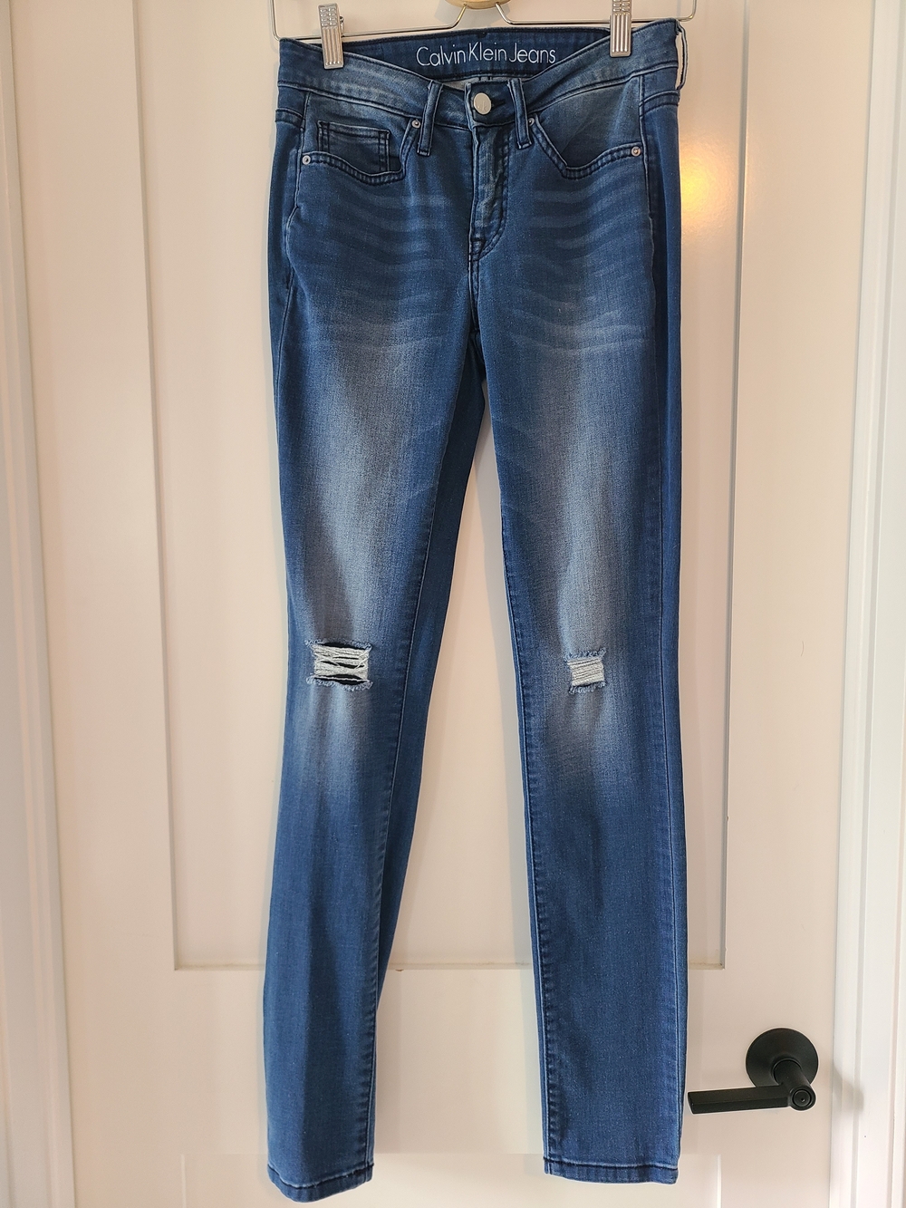 Calvin Klein Jeans Dark Blue Distressed Skinny Jeans